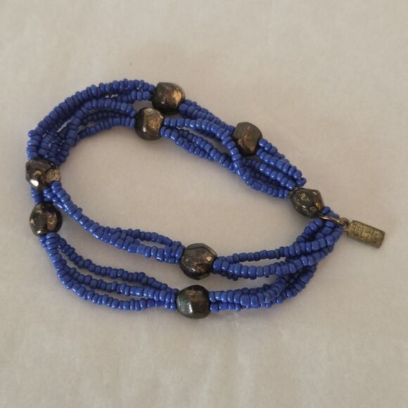 2 Boho Seed Bead Bracelets Cobalt Blue Turquoise Colors - Picture 8 of 11